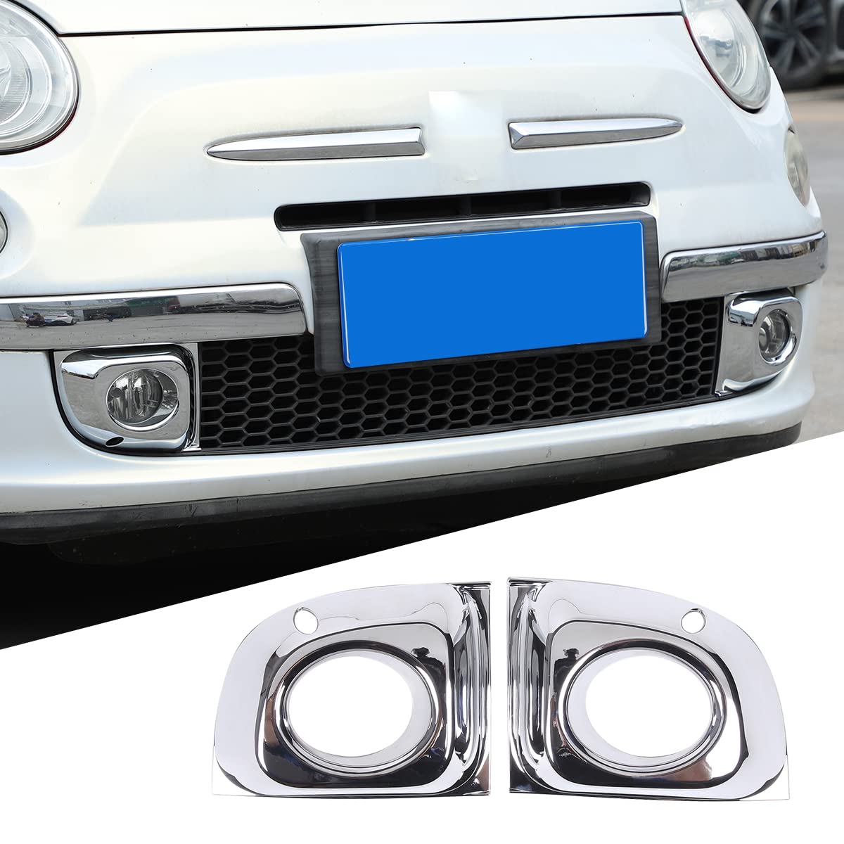 YANER Paraurti anteriore di guida fendinebbia lampada anello lunette coperture adatte per Fiat 500 2011-2015, copertura anteriore fendinebbia cornice cornice accessori auto