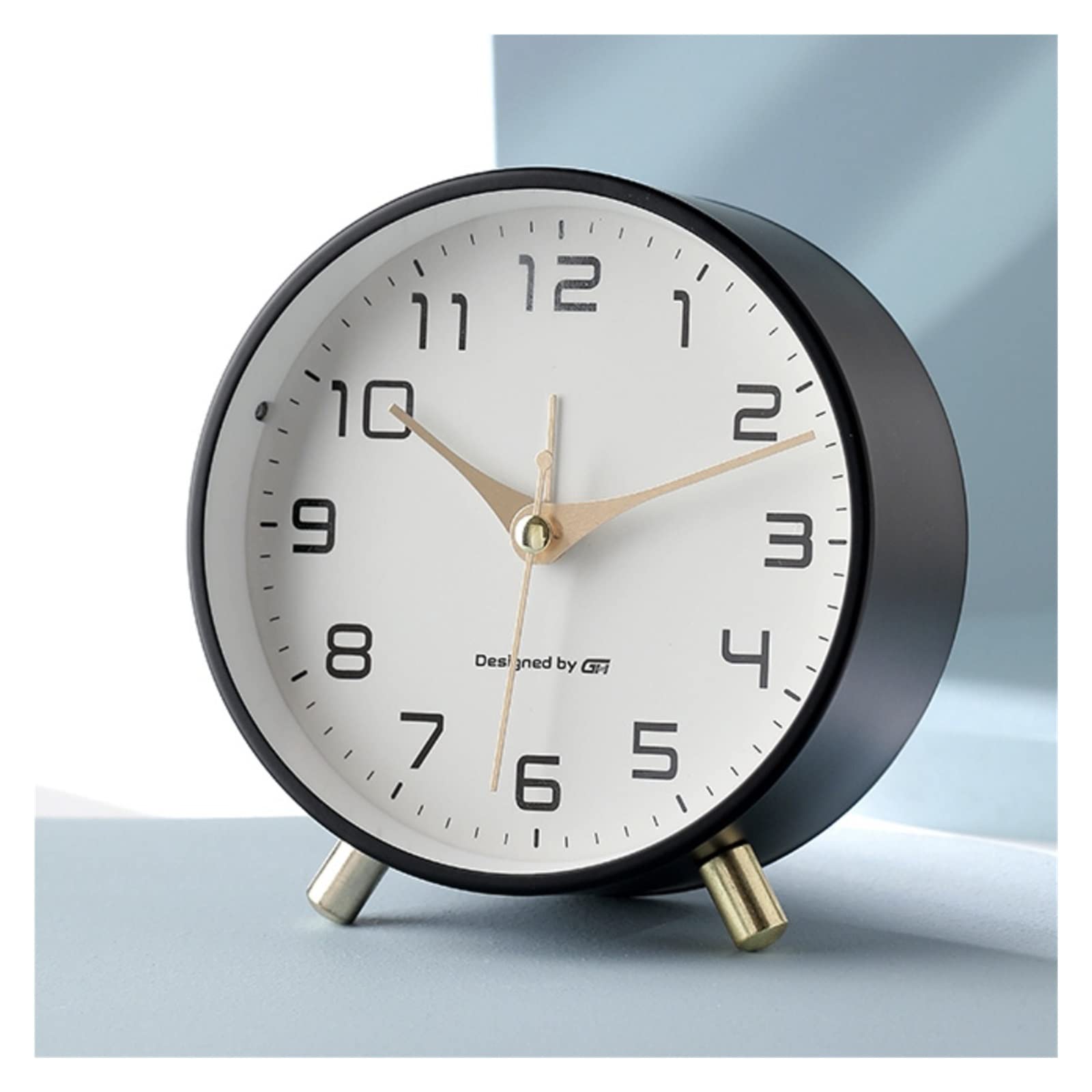 HRWLY Alarm Clock Mute Student Desk Table Bedroom Study Room Frosted Metal(Argento)