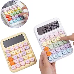 Calculadora De Mesa 12 Dígitos Visor Grande Colorida Estilo Retrô Kawaii