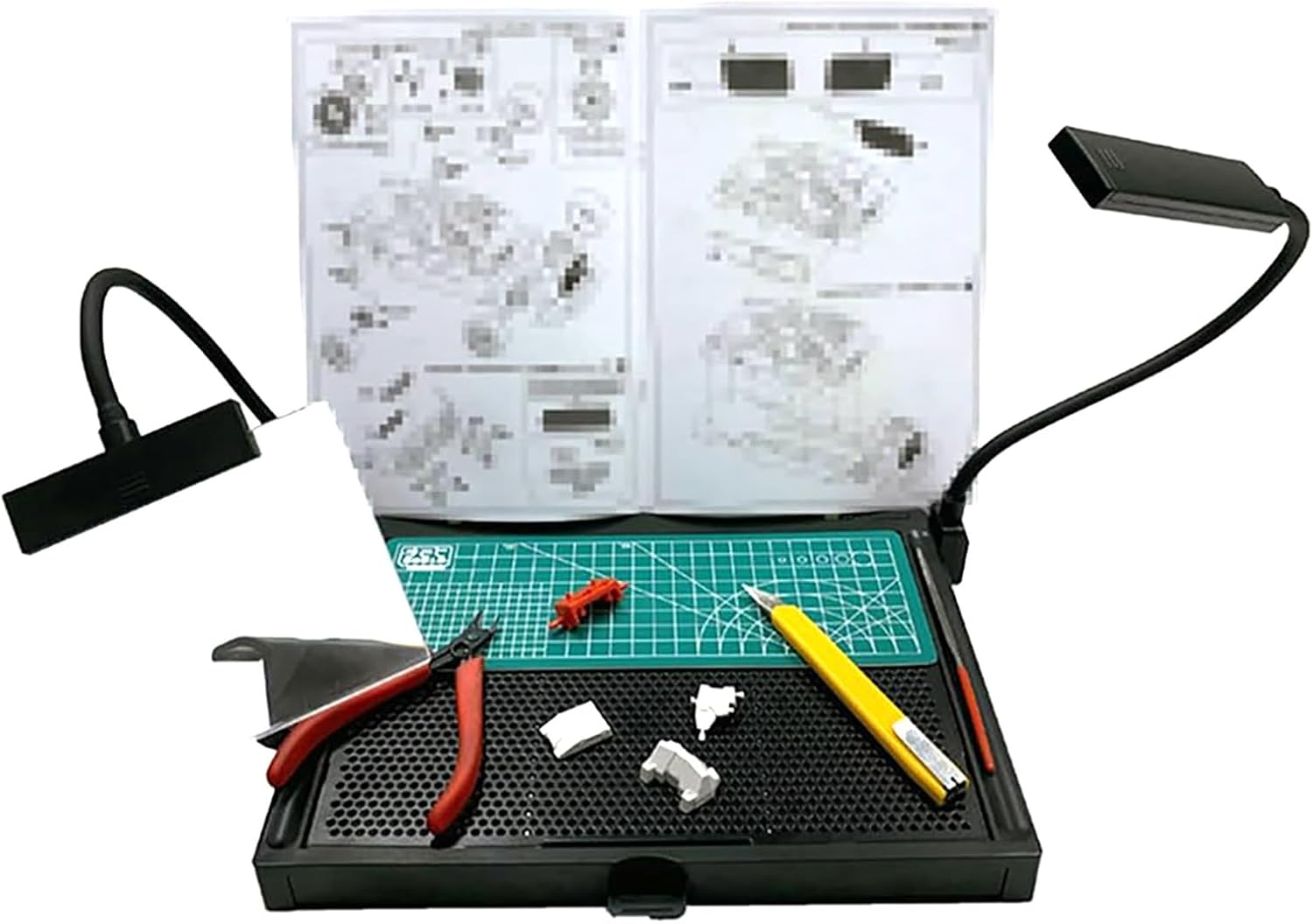 Cutting and Assembly Workbench with Drawer,Portable Workbench,Model Kit Tool for Building, Model Kit Tools with LED Lights