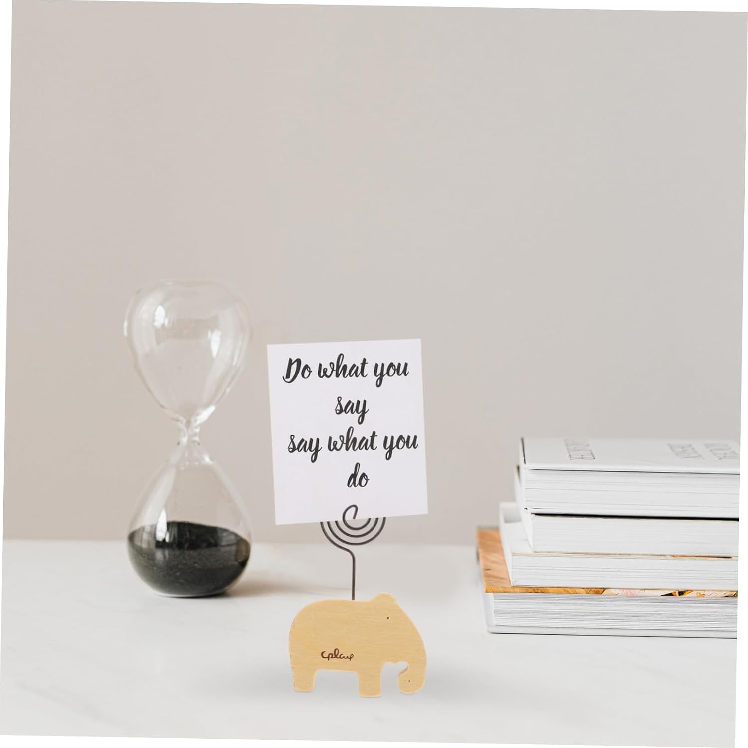 Luxshiny Wooden Animal Message Clip Comfortable to Hold Design Multi-Purpose Photo Holder for Cards and Notes Decorative Stand for Home and Office