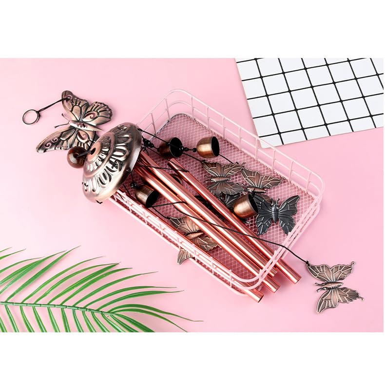 zalati Wind Chime Butterflies Pattern Wind Chimes Hollow 4 Aluminum Tube Wind Bells with S Hanging Hook for Patio Garden Hallway Indoor and Outdoor Decor - Image 2