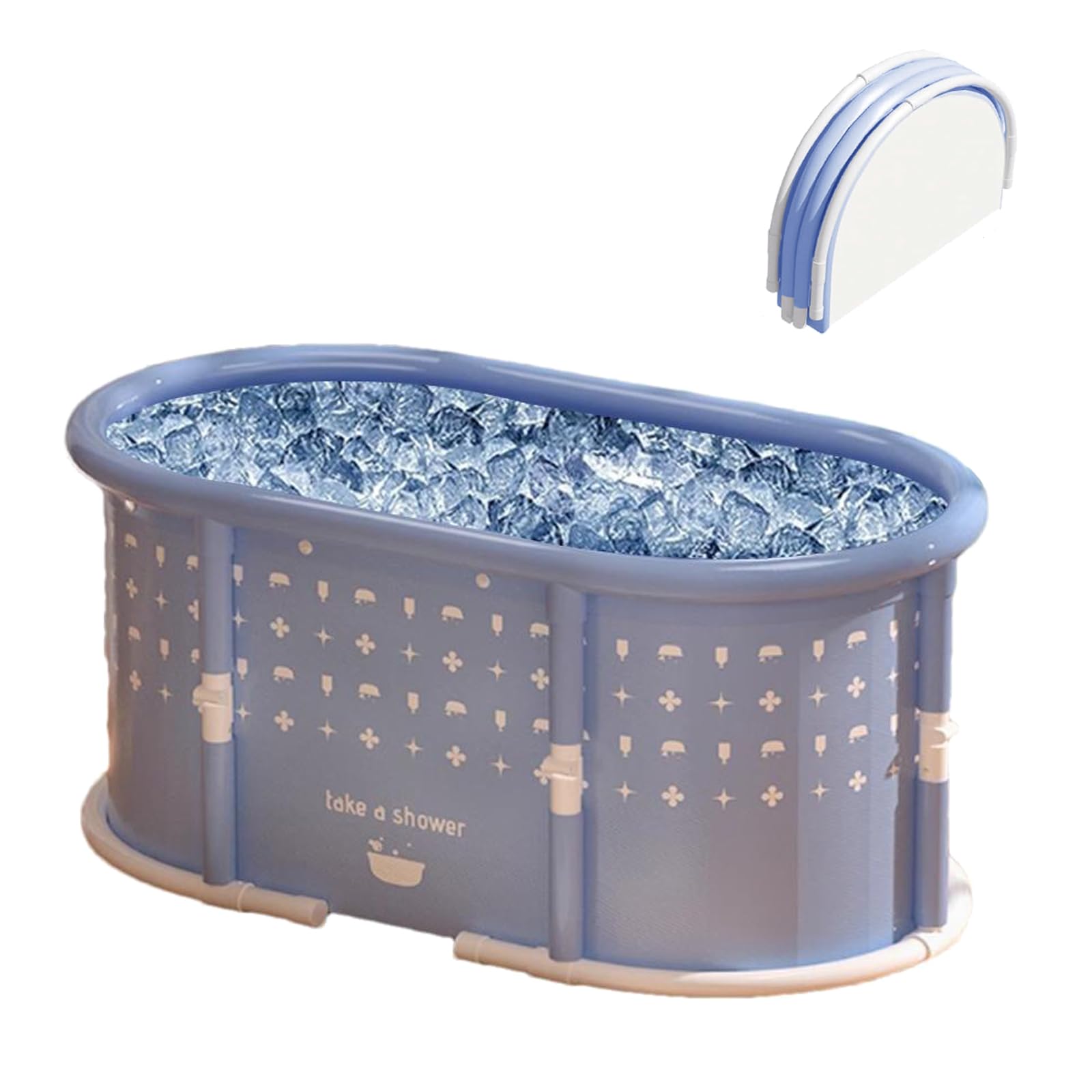 Portable Bath Tub No Installation, Foldable Bathtub for Adults, Separate Hot SPA Tub for Shower Stall, Non-Inflatable Ice Bath Tub, Family Soaking Bathtub (Blue, 37.4×21.6×21.6 inch)