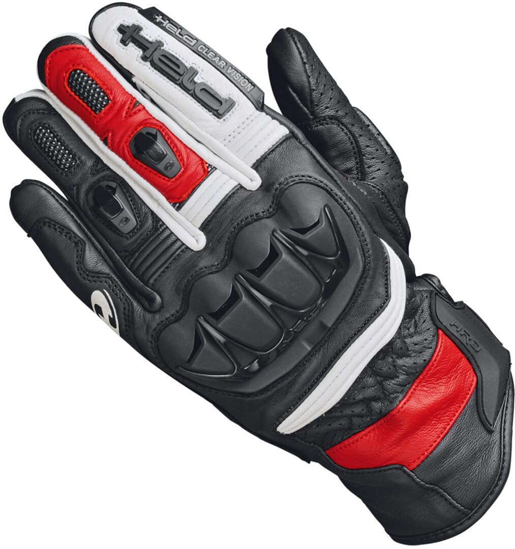 Held Misawa Guanto da motociclo, nero/bianco/rosso, 9