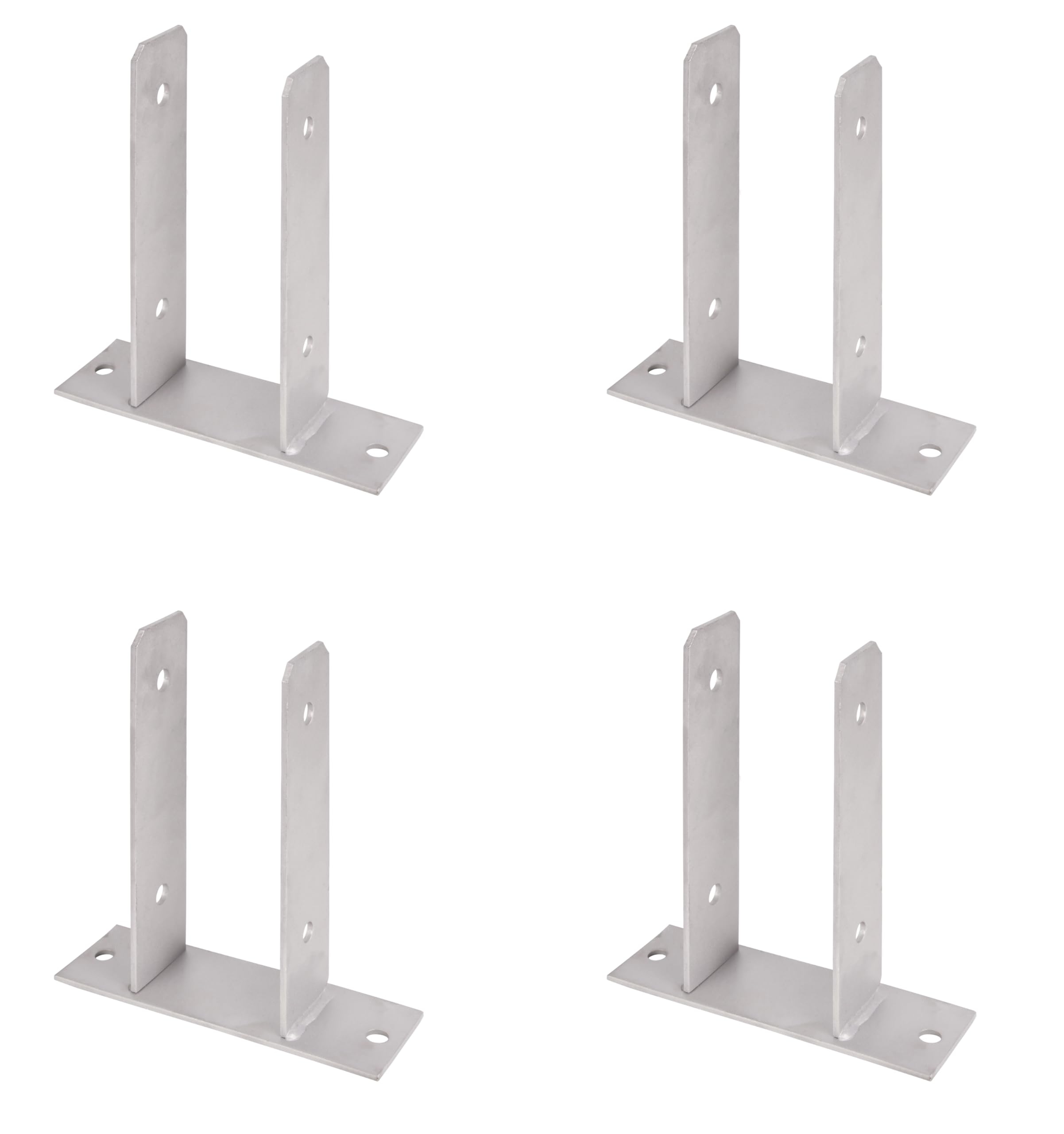 Alberts 4er Set U-Pfostenträger | zum Aufschrauben | Edelstahl | lichte Breite 71 mm