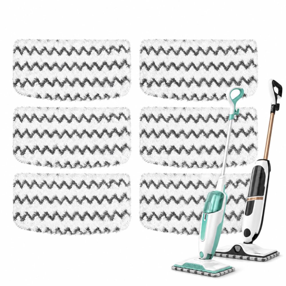 6 Pack Steam Mop Replacement Pads Compatible with Shark S1000 Series (S1000, S1000A, S1000C, S1000WM, S1000Um, S1001C) & Beldray BEL01097, Washable & Reusable Microfiber Cleaning Pads