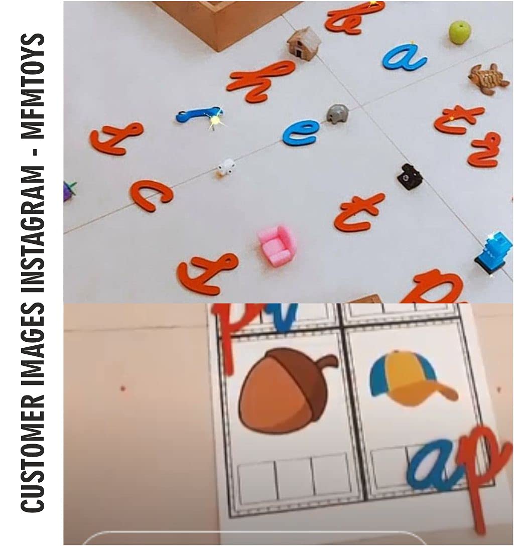 MFM Toys English Cursive Alphabets ~ 70pcs Lowercase Cutouts | Ages 4+ (Non Magnetic) 3