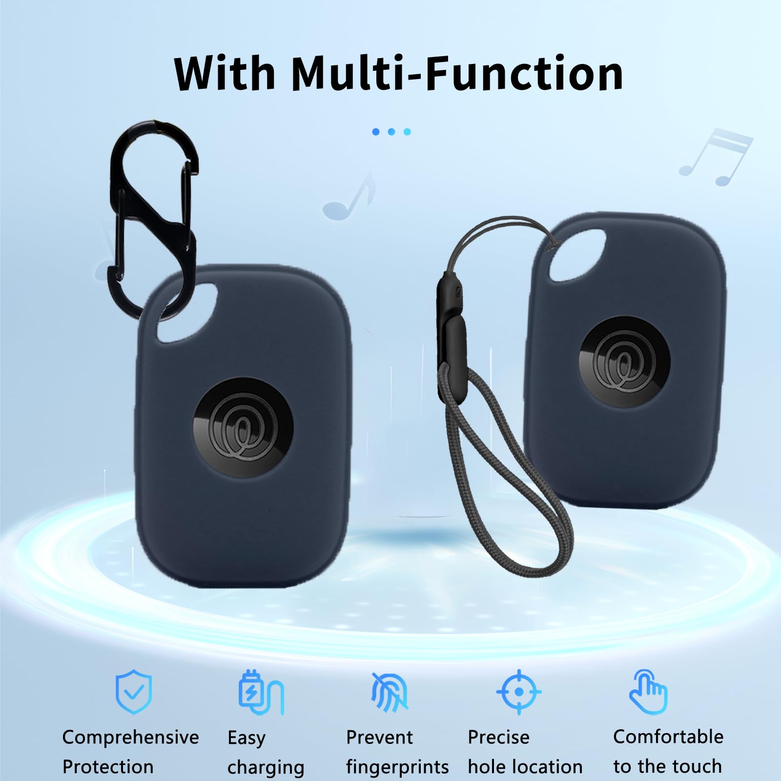 NOUKAJU Case for Tile by Life360 Pro (2024),Silicone Protective Cover(with Carabiner + Lanyard) Drop-Proof,Scratch-Proof,Shock-Proof,Dust-Proof,Protective Case for Tile Pro 2024 RE-61011(Blue)