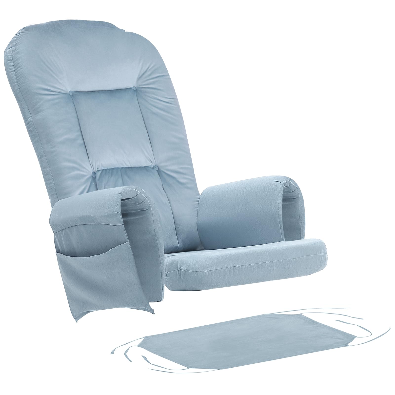 BECHAEO 5PCS Thickened Glider Rocker Replacement Cushions – Velvet, Blue