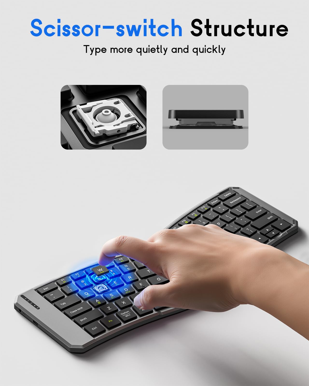 MoKo Teclado Bluetooth Plegable, Conexión Inalámbrica 2.4G