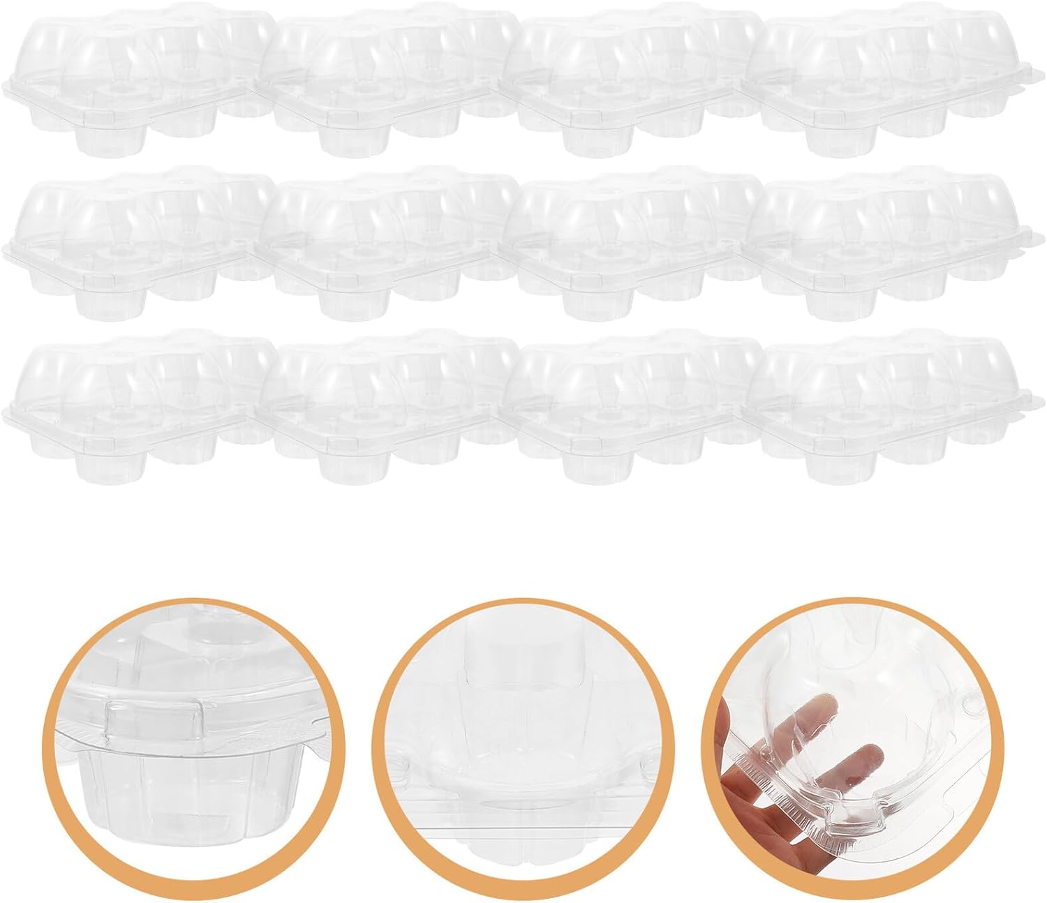 Mikikit 15pcs Portable Pet Cupcake Boxes Set with Lids, Decorative Cupcake Carriers for Baking Storage and Travel, Food-grade Plastic Cake Tray Holder