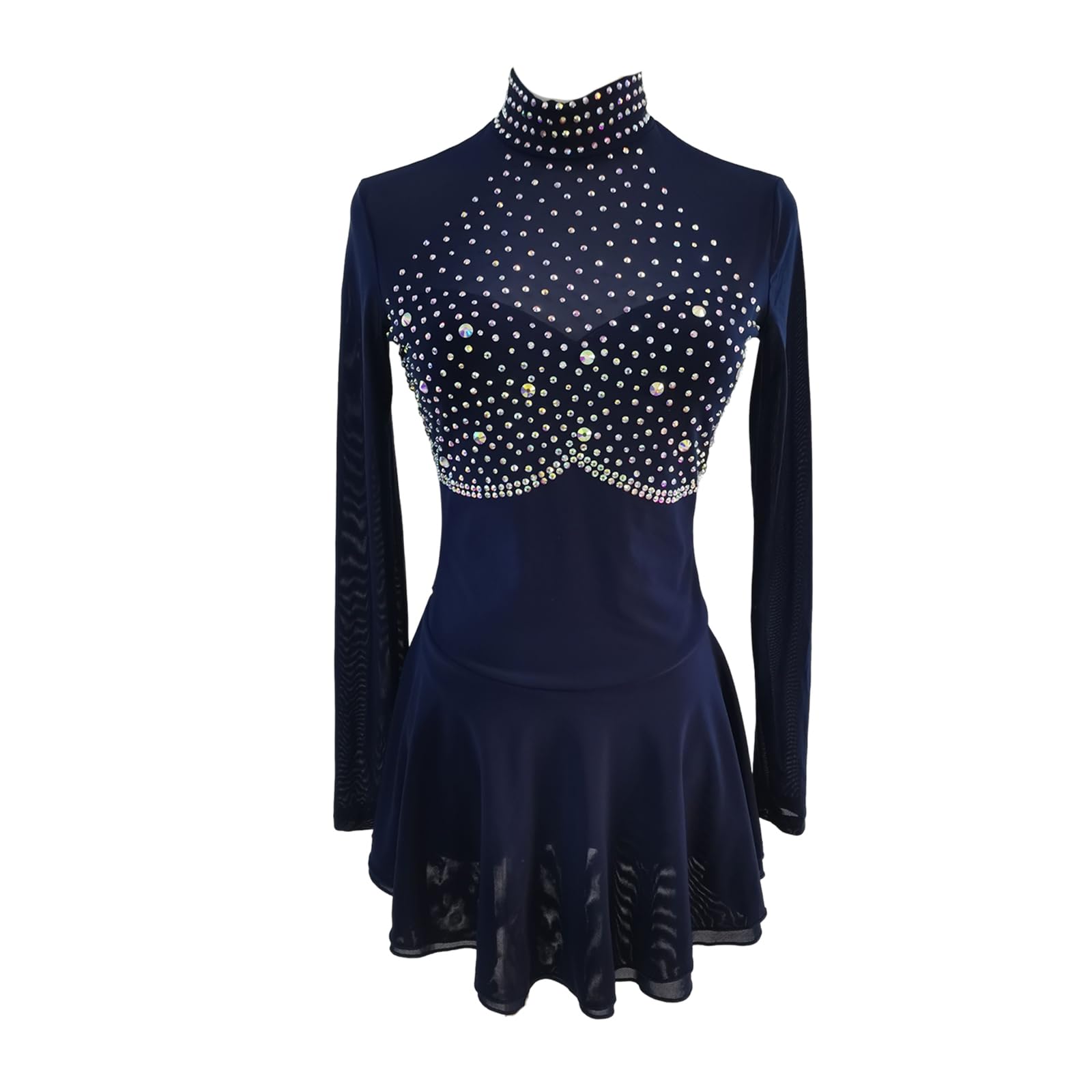 LIUHUO Ice Figure Skating Dress Girls Women Elegant Quality Crystals Competition Ice Dance Skirt Competition Blue
