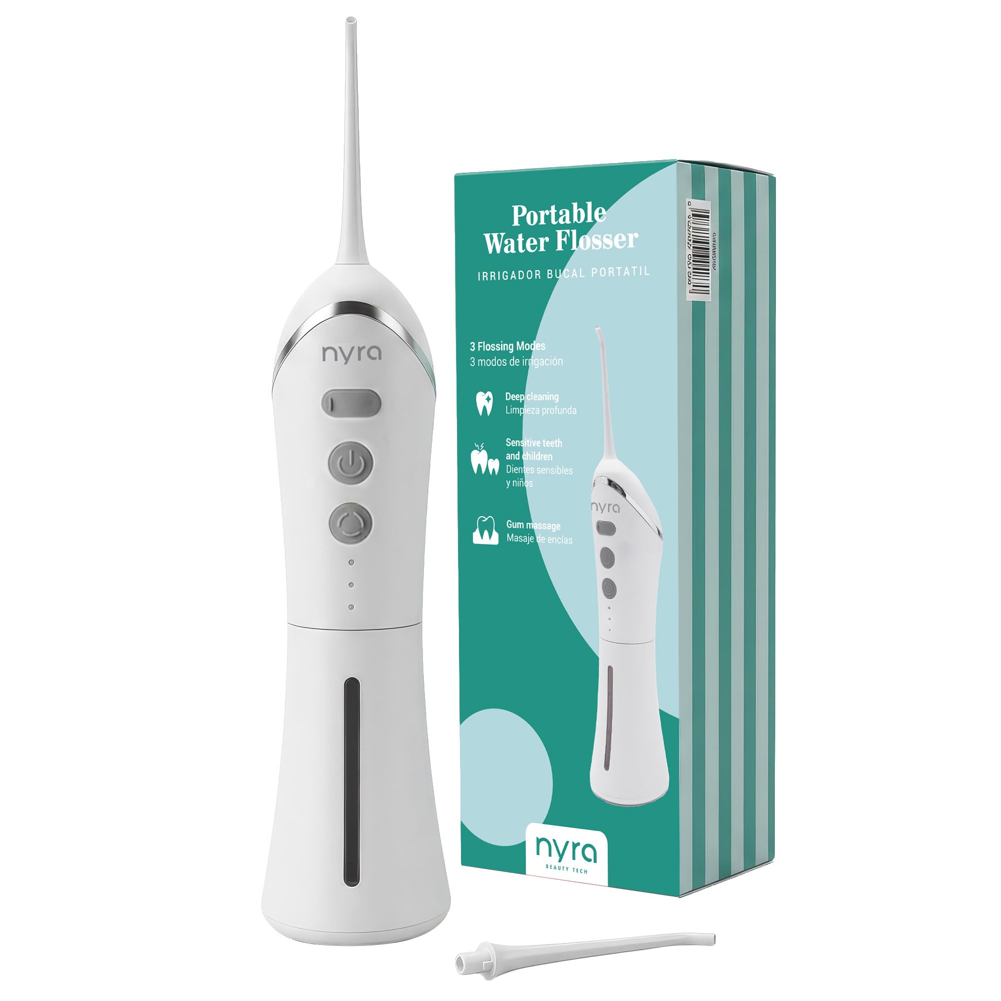 Nyra Irrigador Bucal Portátil 1500 mAh, 3 Modos, Depósito 150 ml, 40-90 PSI