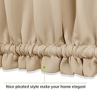 Vista 5 de PONY DANCE Biscotti - Cortina opaca beige para puerta francesa, persiana de ventana con aislamiento térmico con alzapaños, panel de privacidad