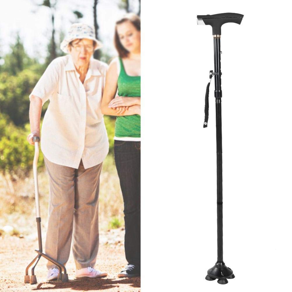 Bastón para Caminar, bastón Plegable con Mango de muleta con aleación de Aluminio Gruesa y Palos Antideslizantes de 4 pies para Personas Mayores, muletas