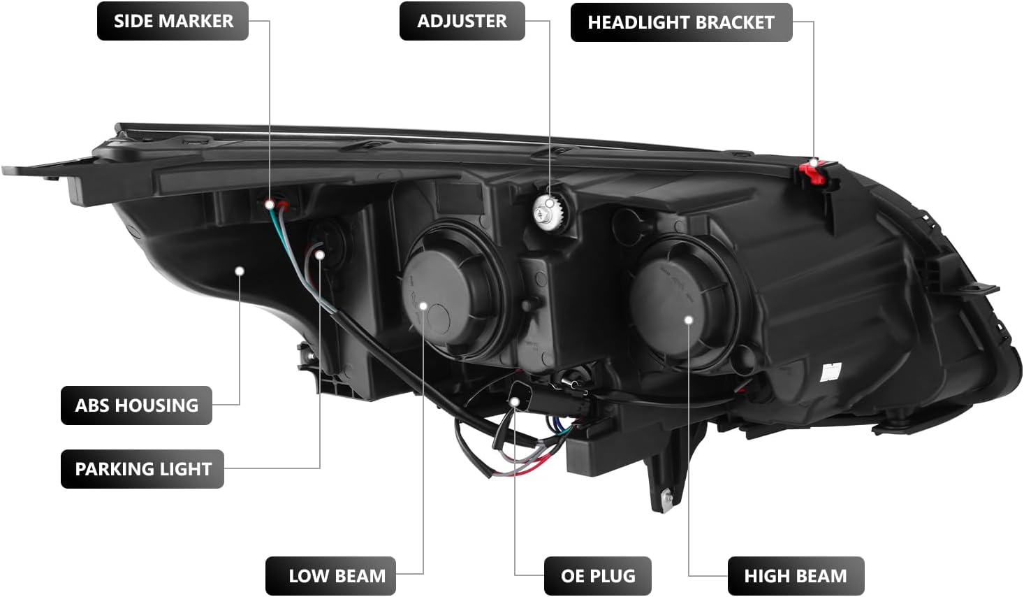 DNA MOTORING Front, Left Factory OE Style Headlight Replacement Driver Side Compatible With Malibu 2013-2015 / Malibu Limited 2016, GM2502362, OEM-HL-0207-L