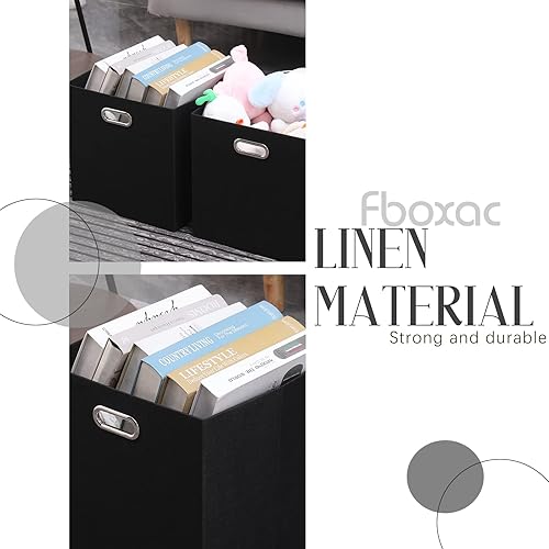 Miniatura 3 de Cesta de organización plegable de tela con asas, cubos de almacenamiento de 13 x 13 pulgadas, juego de 4, cestas de almacenamiento gruesas y