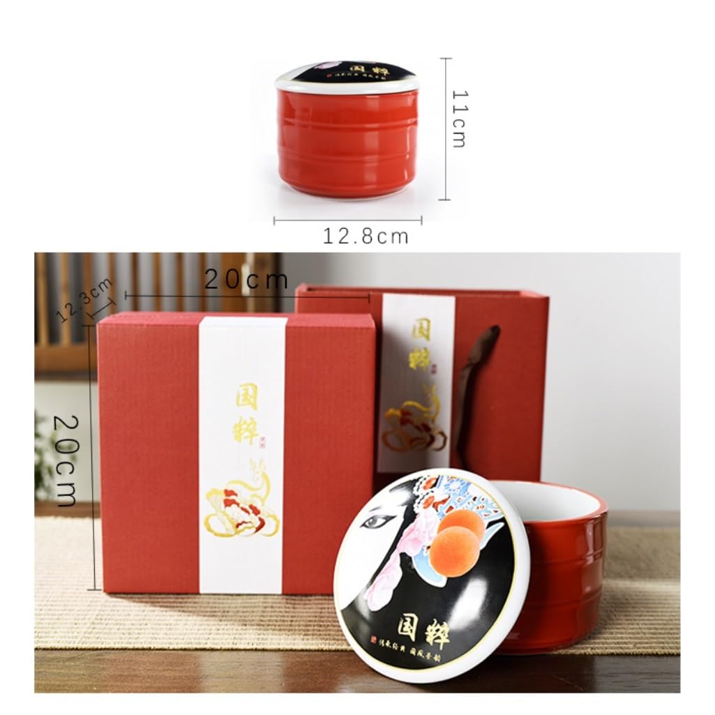 HLTYGWX Teedose, Vorratsdose für losen Tee, Keramik, für die Küche, Vorratsbehälter für Lebensmittel, chinesisches Teegeschirr, Einzelglas, Geschenkbox-Set, Teedose (B)