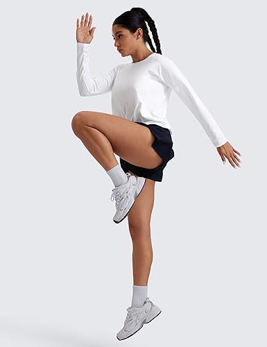 Miniatura 4 de CRZ YOGA Camisetas de entrenamiento de manga larga para mujer, ligeras, para correr, gimnasio, atléticas, básicas, holgadas, para otoño