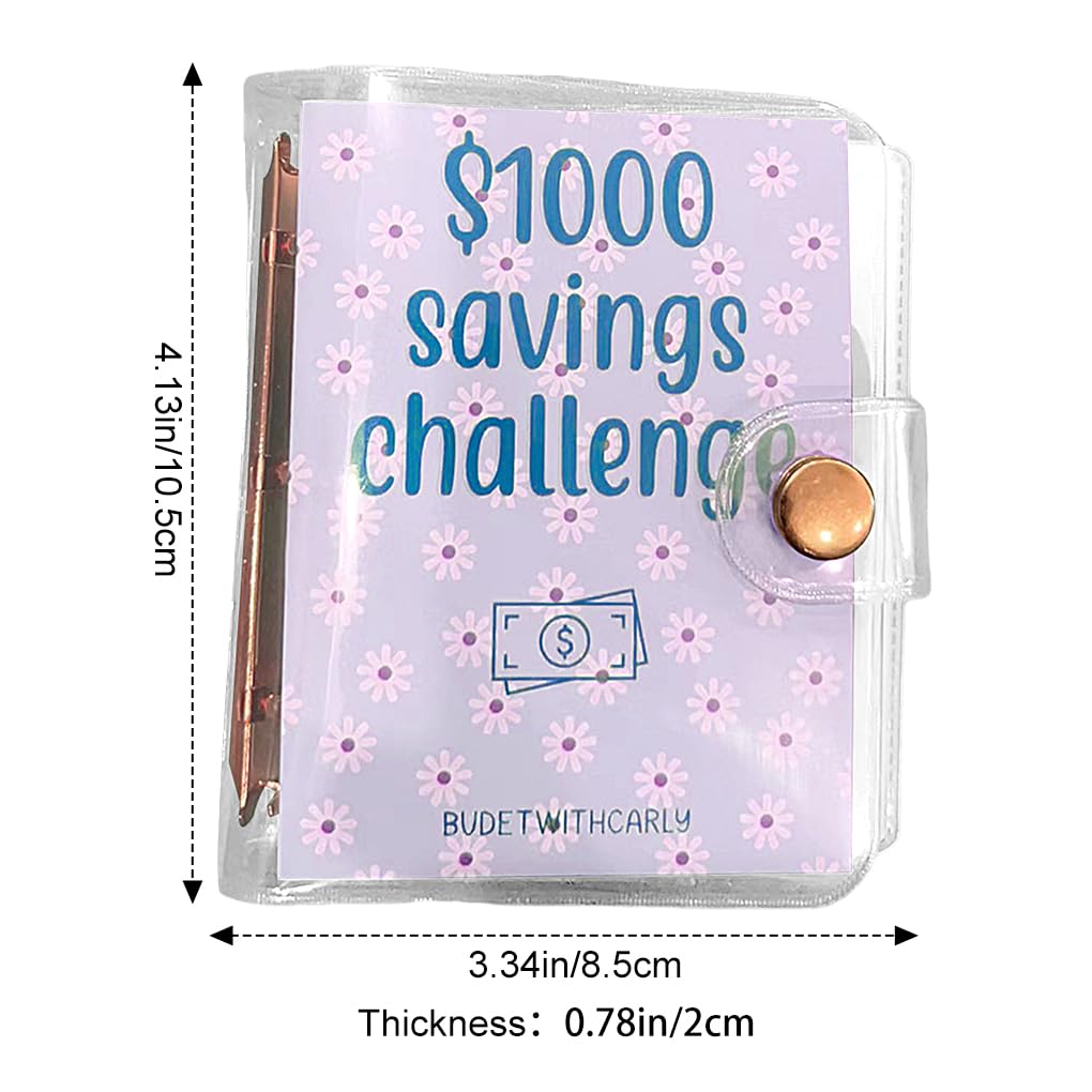 FineInno 1000 Savings Challenge Mini Binder, Portable Money Budget Planner Book Binder with Cash Envelopes - Image 4