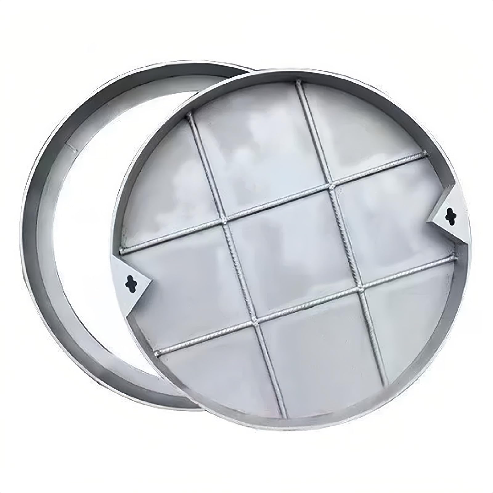 Chiusino Pozzetto Incassato, Coperchi Pozzetti in Acciaio Inossidabile con Telaio, Tombino Rotondo per Fosse Settiche Nascoste per Prato, Cortile, Parco(40 * 40 * 5cm/15.7 * 15.7 * 2in)
