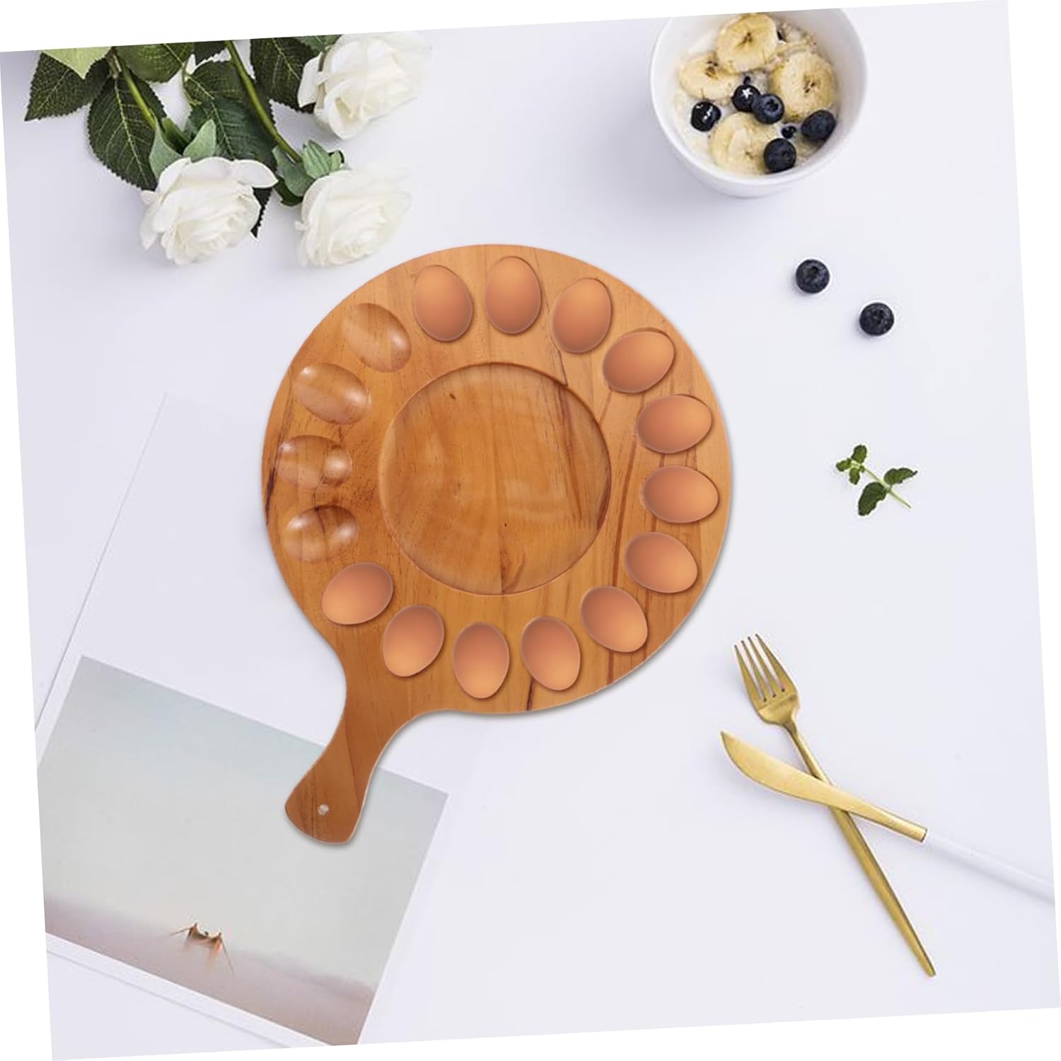 Deviled Platter Wooden Holder for Countertop Organization Charcuterie Board for Kitchen Stylish Storage