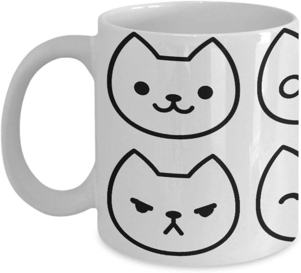 NinjaMugs Cute Kitten Moods Coffee Mug - Great Gift For Cat Lover - White 11oz Ceramic Mus