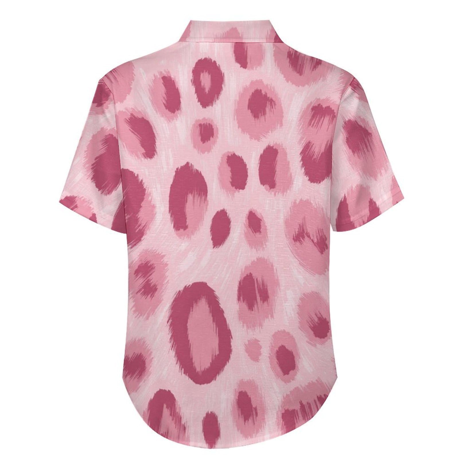 Camicia Casual da Uomo, Stampa Leopardata Astratta Stampa Maglietta Estiva a Maniche Corte Stile Disegno A Mano Casual Button Down Hawaiani Camicie Risvolto Spiaggia Top