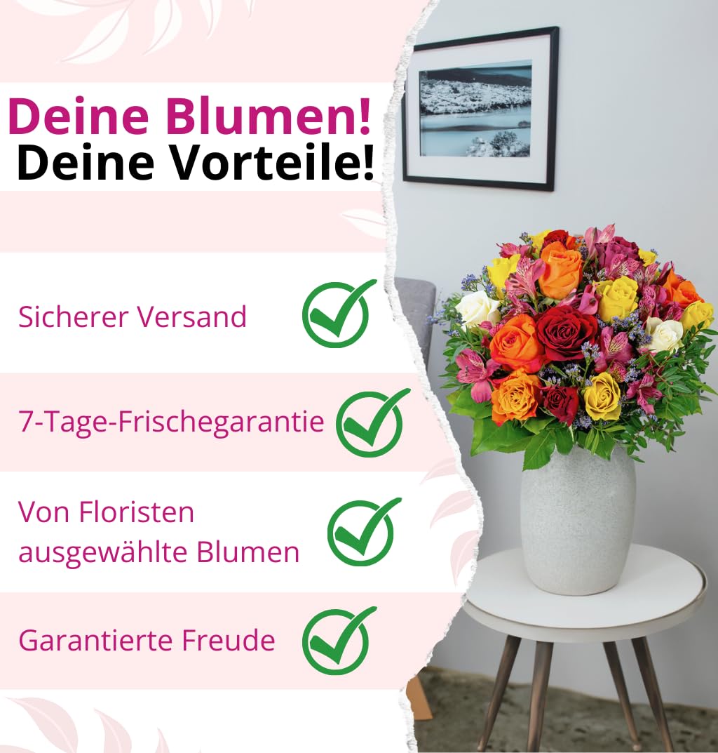 Blume Ideal Bukiet róż "Zorza polarna", 60 czerwono-białych róż, Ø 40-50 cm, najwyższa jakość, 7-dniowa świeżości, idealny prezent kwiatowy