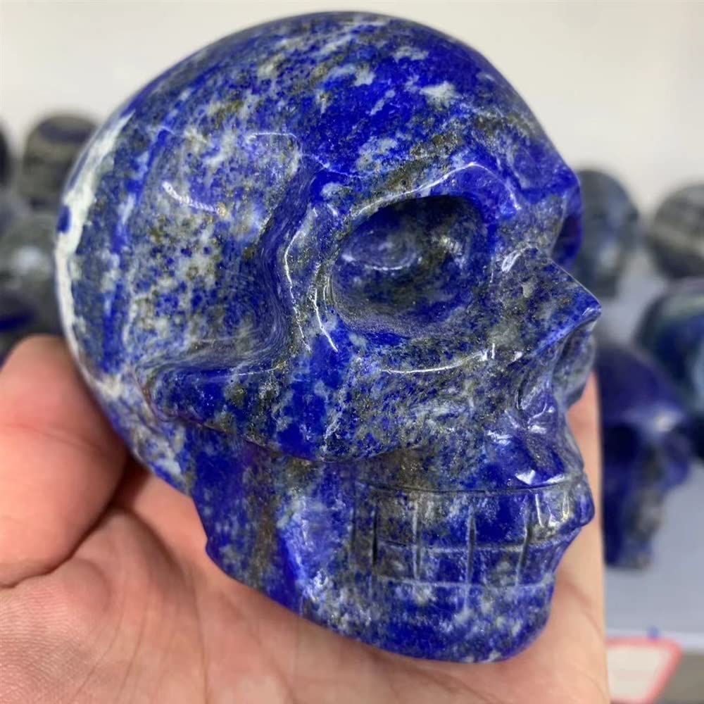 meditación en casa Hermosa Piedra lapislázuli Natural Hueso espíritu meditación Piedra hechicería Calavera Piedra Feng Shui Cristal Adornos for el hogar (Size : 600-700g)