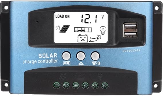 MPPT Solar Controller Solar MPPT Controller, Dual USB 12V 24V 36V 48V Auto Solar Controller LCD Display Solar Panel Regulator Controller (50A)