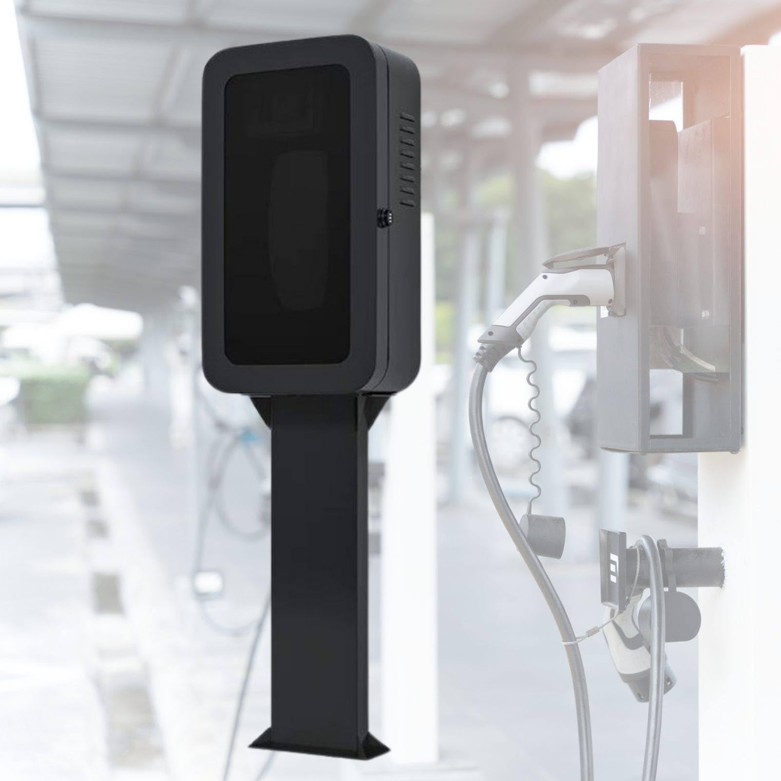 MhWrughts EV Charger Lock Box Weatherproof Outdoor Case, Wall Mounted Charging Station Enclosure with Cable Holder, Fits Tesla Charger and Home EV Chargers for Carport Black-FingerprintA