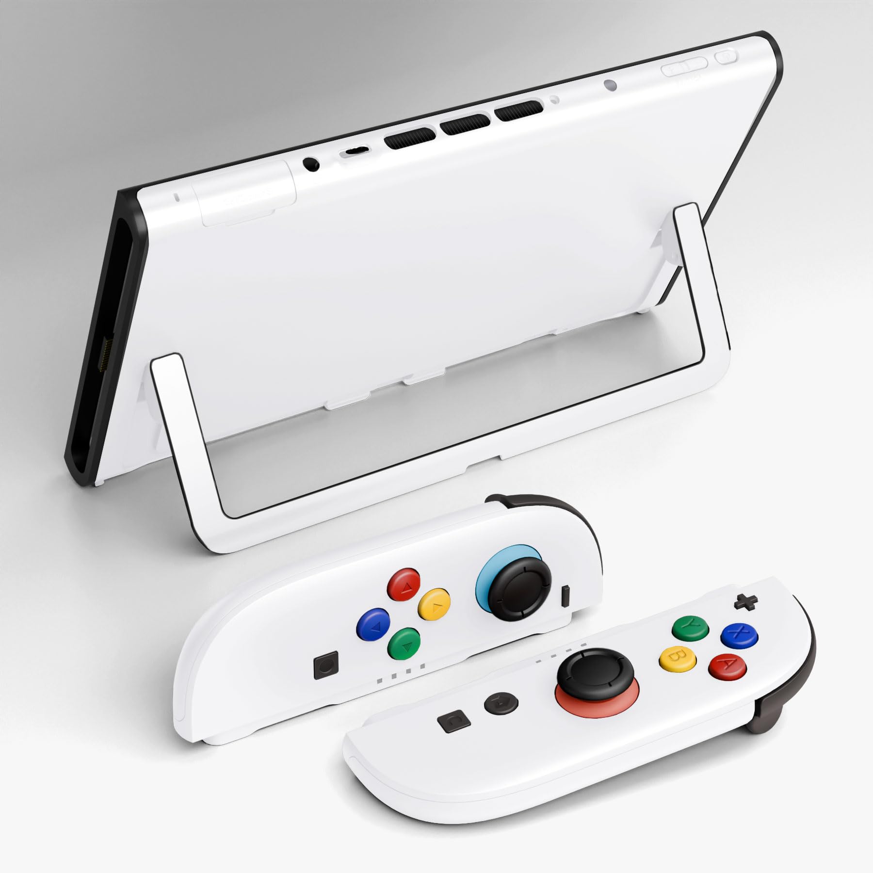 eXtremeRate DIY-Full Gehäuse Set für Nintendo Switch 2 Konsole, Deluxe Version Custom Faceplate/Rückplatte/Grips Joy Con Shell mit Tasten Zubehör – Schneeweiß