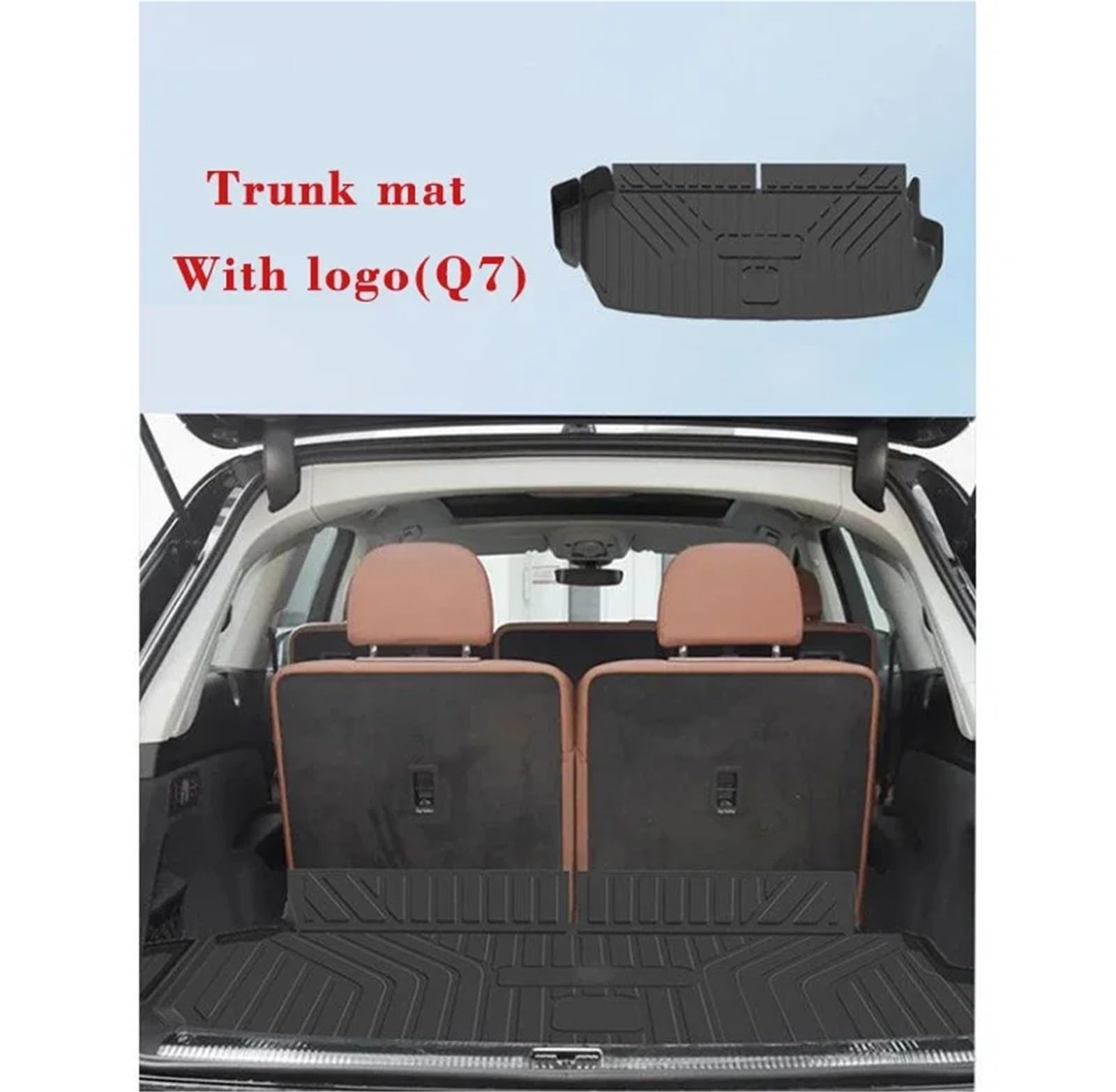 Wykładzina bagażnika Mata bagażnika samochodowego pasująca do Audi Q7 4M 7 miejsc 2016-2023 2017 2018 Gumowa wykładzina bagażnika Pokrowiec ochronny Cargo Liner Dla Psów(Orange)