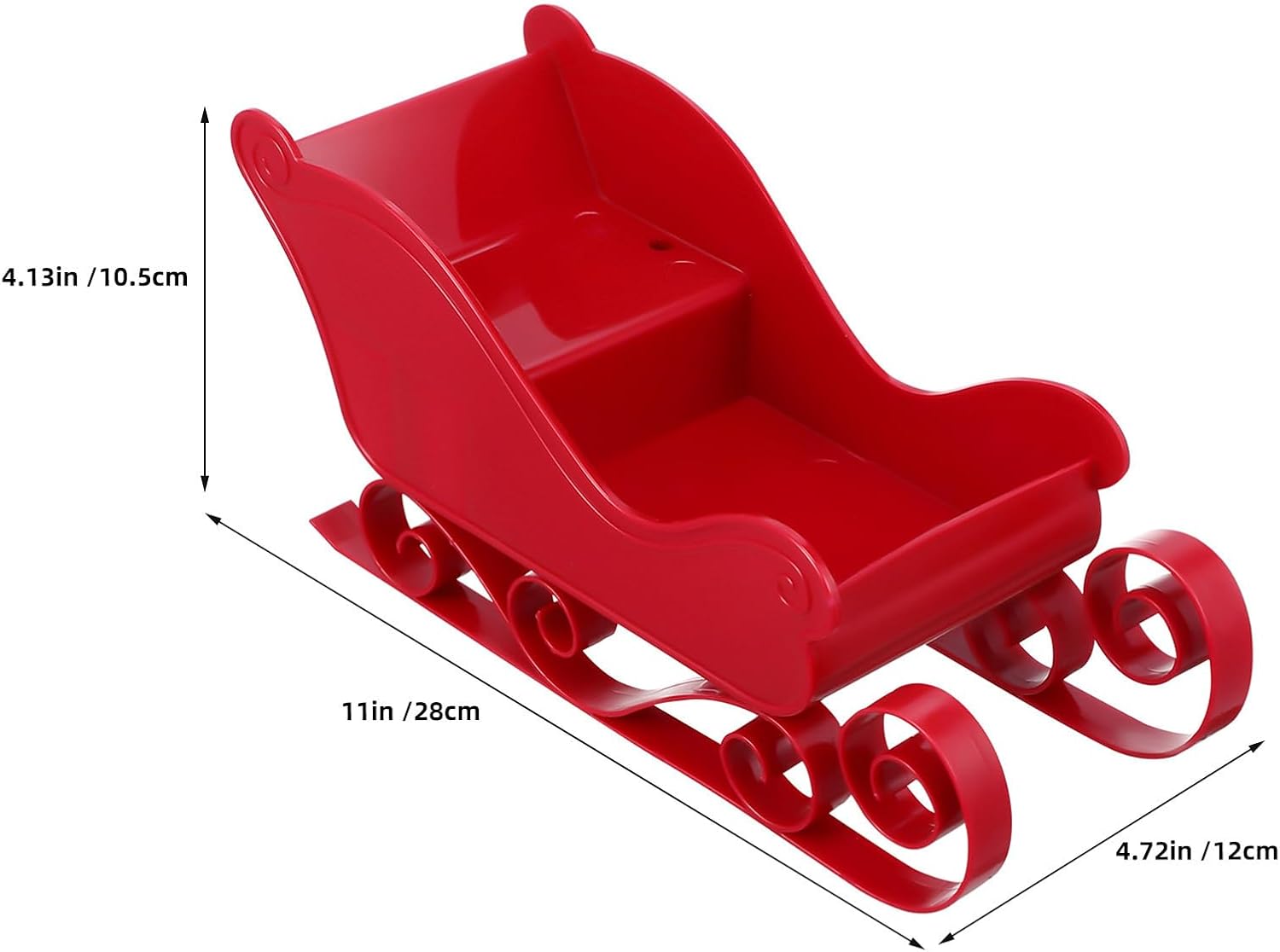 Mini Plastic Sleigh Ornament 4pcs for Christmas Tabletop Decor