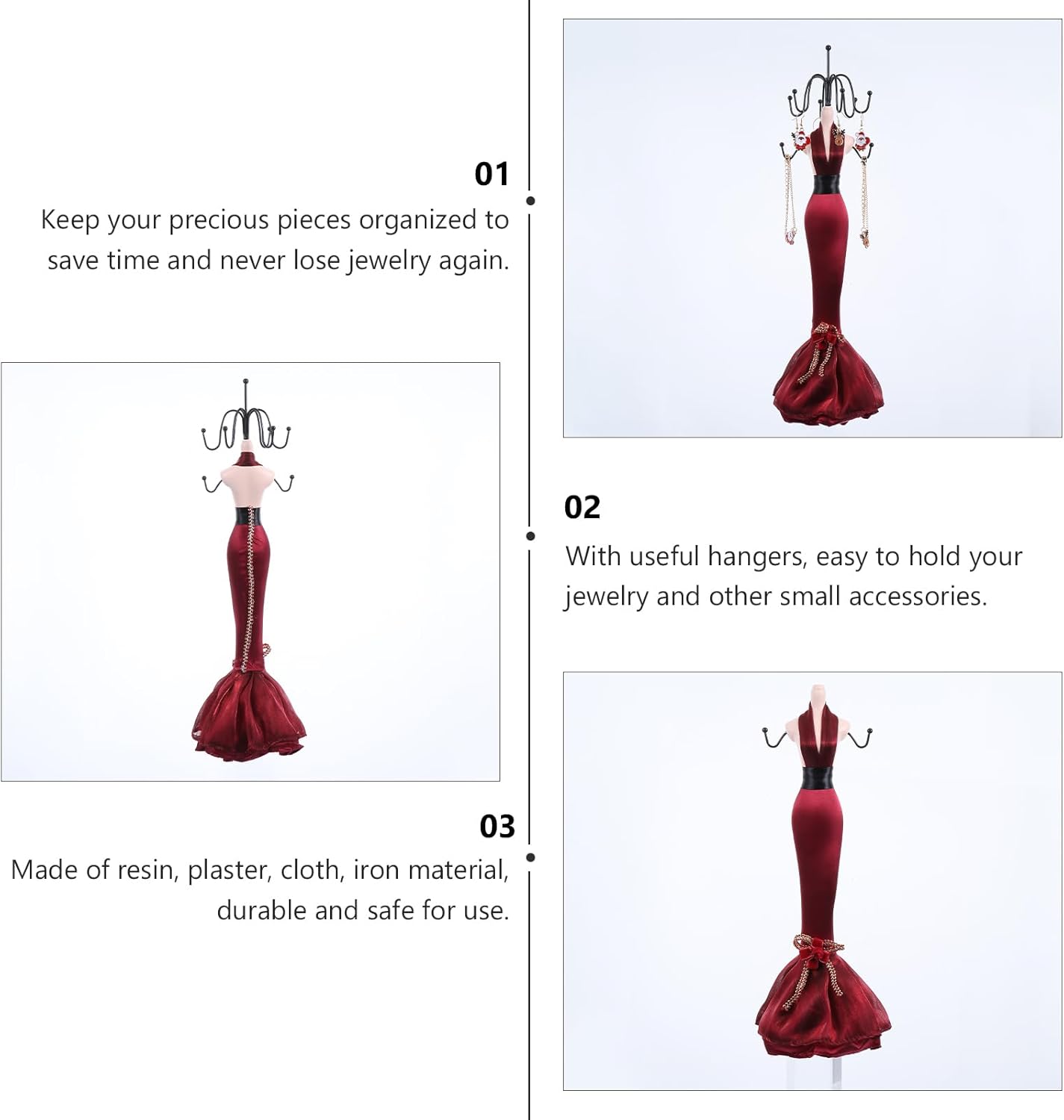 LIFKOME Doll Necklace Stand Dress Up Doll Necklace Display Mini Jewelry Holder Rotatable Jewelry Display Rack Earring Mannequin Stand Countertop Jewelry Organizer Shelf