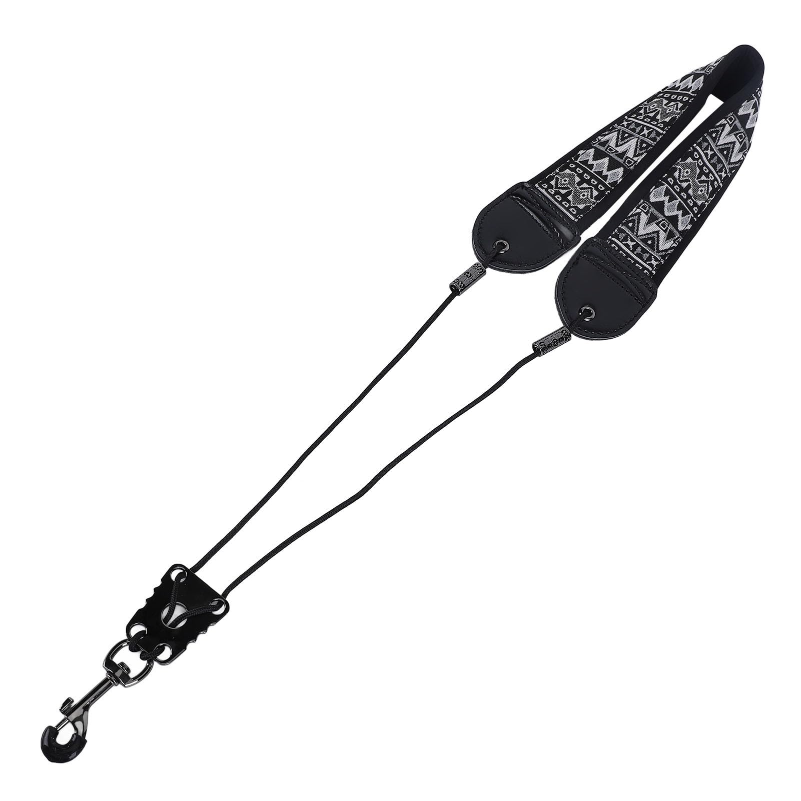 EMBROIDERY Saxophone Neck St for Alto Sax Instrument Accessories with Metal Hook TS 10 Black White EMBROIDERY Saxophone Neck StrapSaxophoneto for to (TS?10 Black White Embroidery)