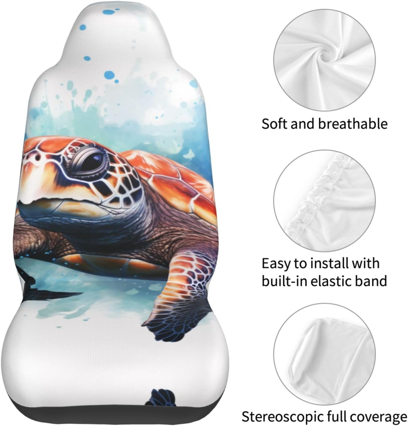 Universal Sea Turtle Underwater Printed car seat Covers are Suitable for Most Seats in Trucks, Vans, and Other Similar Vehicles.