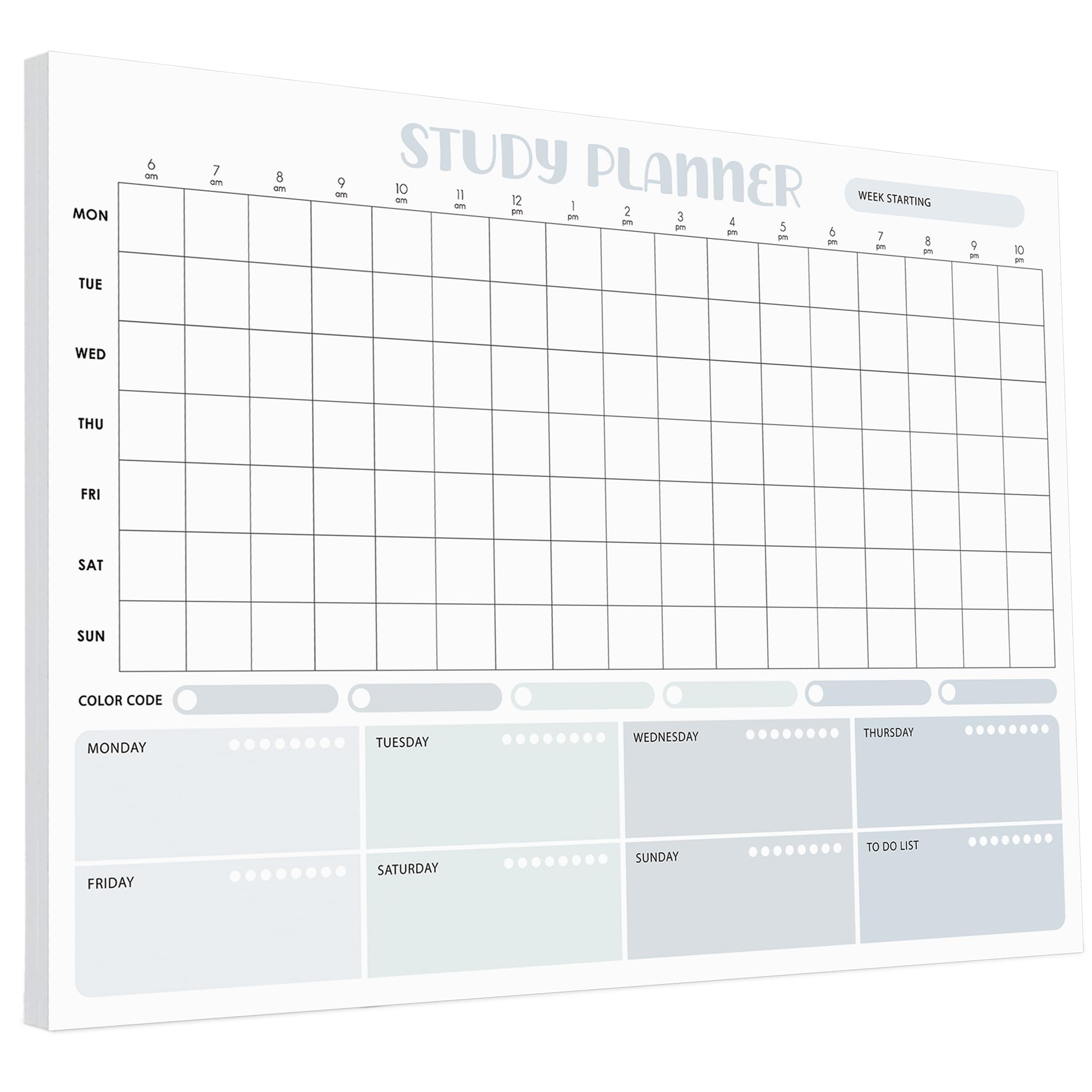 Revision Supplies, A4 Large Study and Revision Planner Pad for Students – 6am to 10pm Timeslots for Precise Planning - To Do List Notepad Organiser for Productivity – 50 Sheets