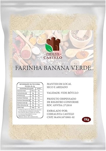 Farinha de Banana Verde Pura 1kg Cerealista Castelo