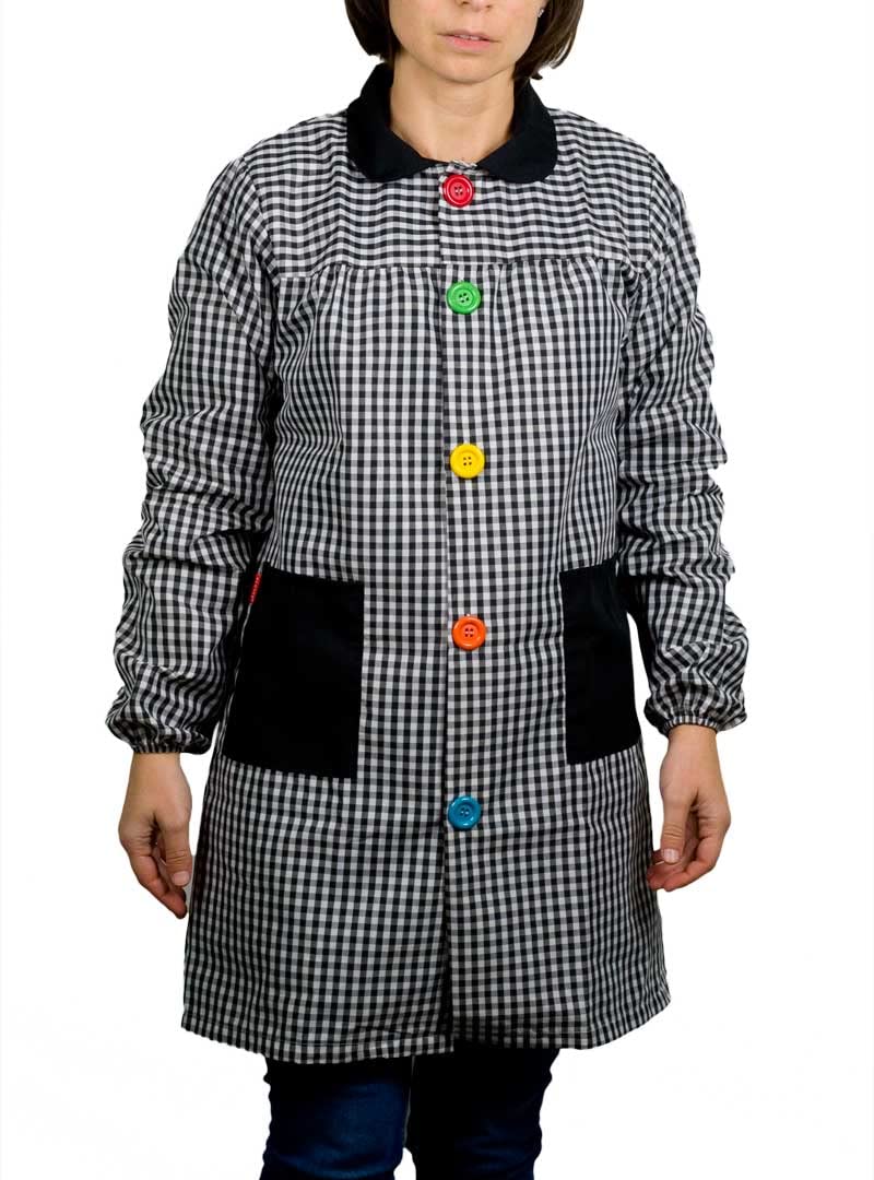 KLOTTZ 901C - BABI PROFESORA CUADROS BATA ESCOLAR UNISEX mujer color: NEGRO talla: L/XL