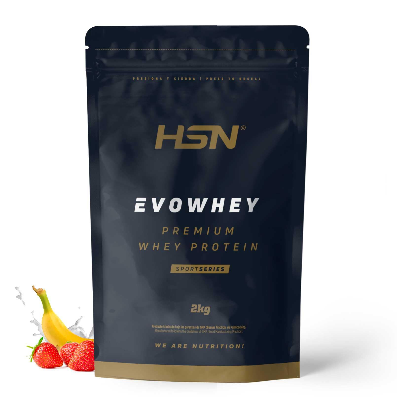 HSN Evowhey Protein | Fresa Plátano 2Kg = 67 Tomas por Envase Concentrado de Proteína de Suero | 100% Whey Protein Concentrate (WPC) | No-GMO, Vegetariano, Sin Gluten ni Soja
