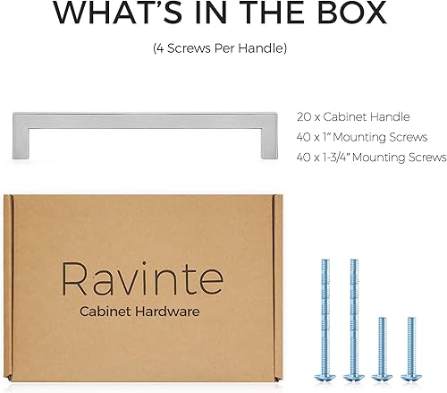 Vista 26 de Ravinte - Paquete de 25 tiradores cuadrados para gabinete de cocina de 7.5 pulgadas, negro mate, tiradores de cajón, negro; herrajes de cocina