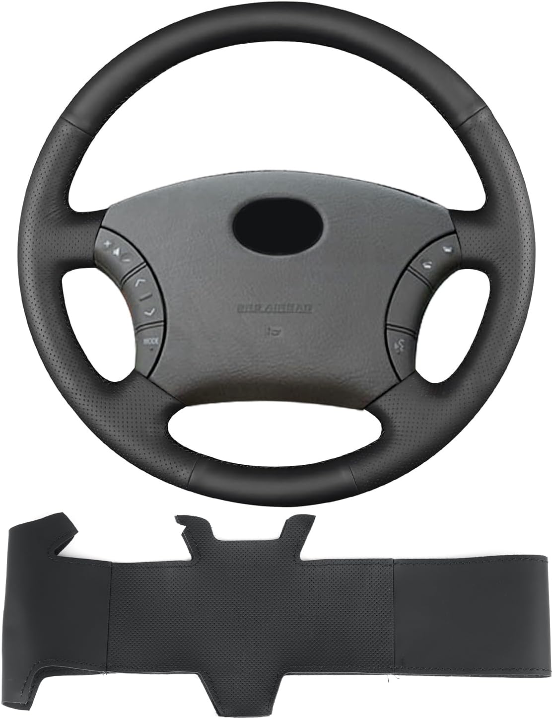 Microfiber Leather Steering Wheel Cover on Wrap,Fit for Toyota Land Cruiser 3D 5d 2003/Tacoma XRunner Highlander Hybrid 2005/4Runner Hilux 2009/Tacoma 2011,Non-Slip Breathable Hand Stitched