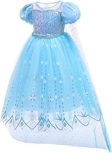 Miniatura 3 de MYRISAM Disfraz de princesa para niñas, disfraz de Elsa de Frozen para Halloween, cosplay, fiesta, Navidad, cumpleaños, vestido con accesorios
