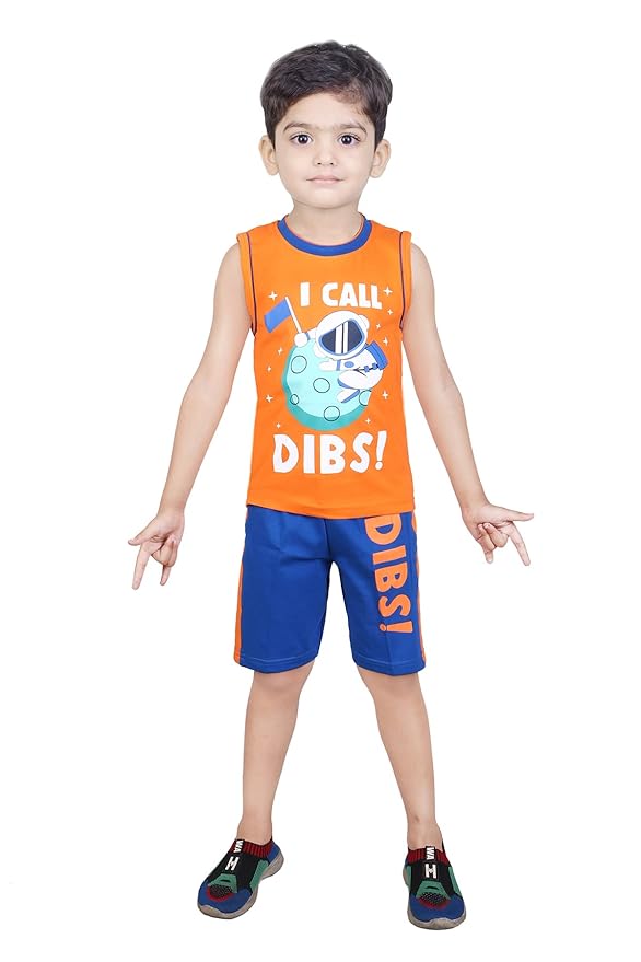 Buy JESS & PRESLEY Kids Sleeveless TShirt with Short for Boys Orange