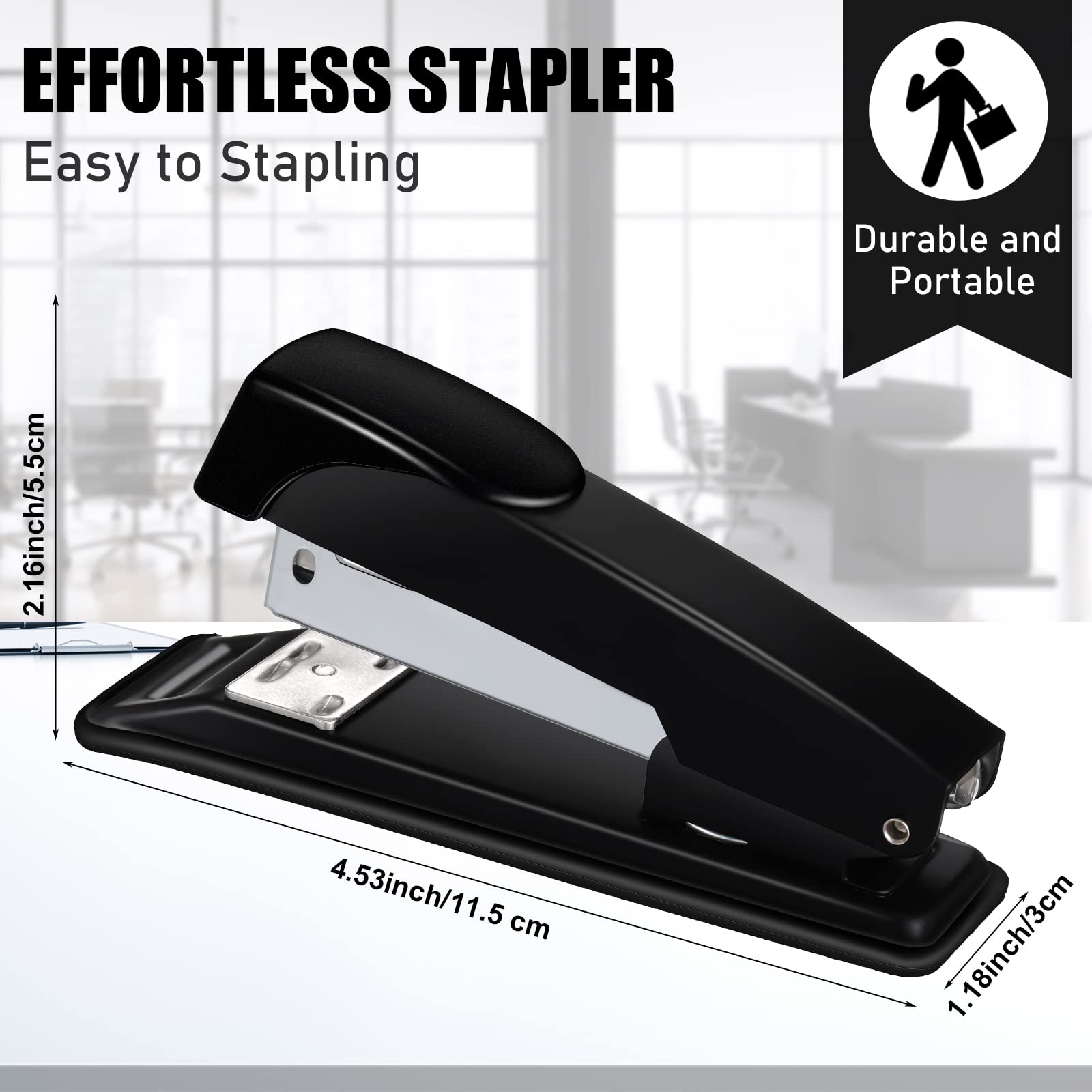 Yahenda Heftgeräte für Schreibtisch, Schwarz, mit Heftklammern, 20 Blatt Kapazität, kompakter Desktop-Tacker für Schreibtisch, Büro, Schule, 24 Stück