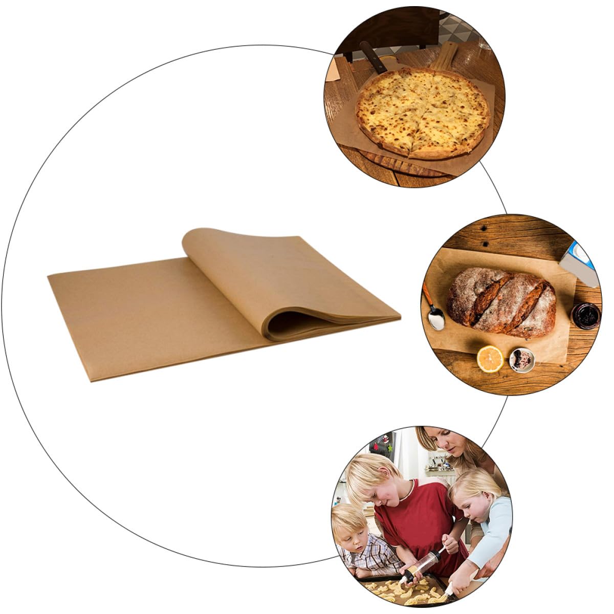100 Feuilles Sulfurisé Antiadhésif pour Cuisson, Résistant Chaleur et Imperméable, pour Pâtisserie et Barbecue, Usage Domestique et Pique-