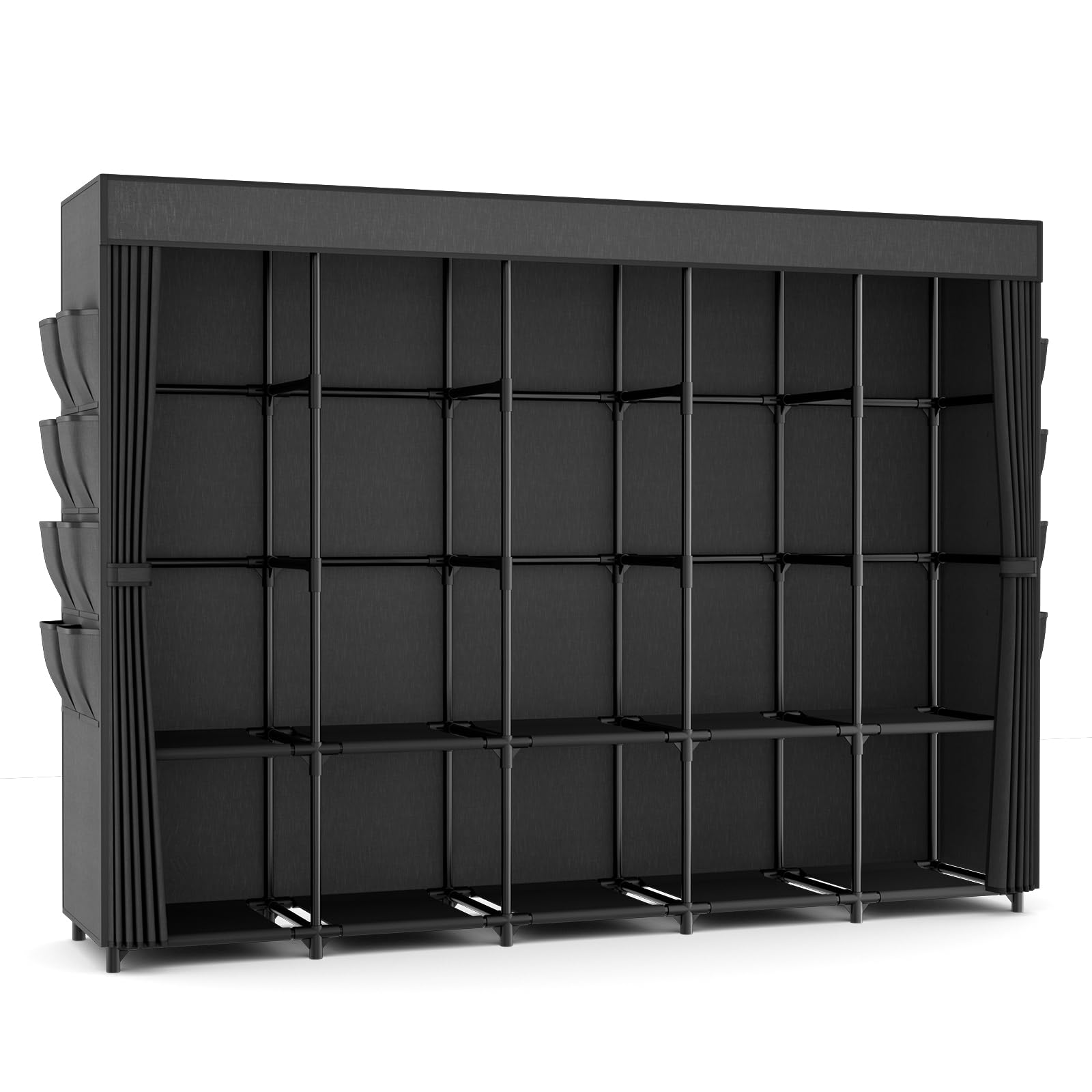 Vicye Armoire Chambre Adulte Tissu, Penderie Vetement Grande Capacité 210 cm Largeur, Dressing Penderie avec Housse, 10 étagères de Rangement et 5 Barres, Garde Robe Adulte Robuste pour Dressing