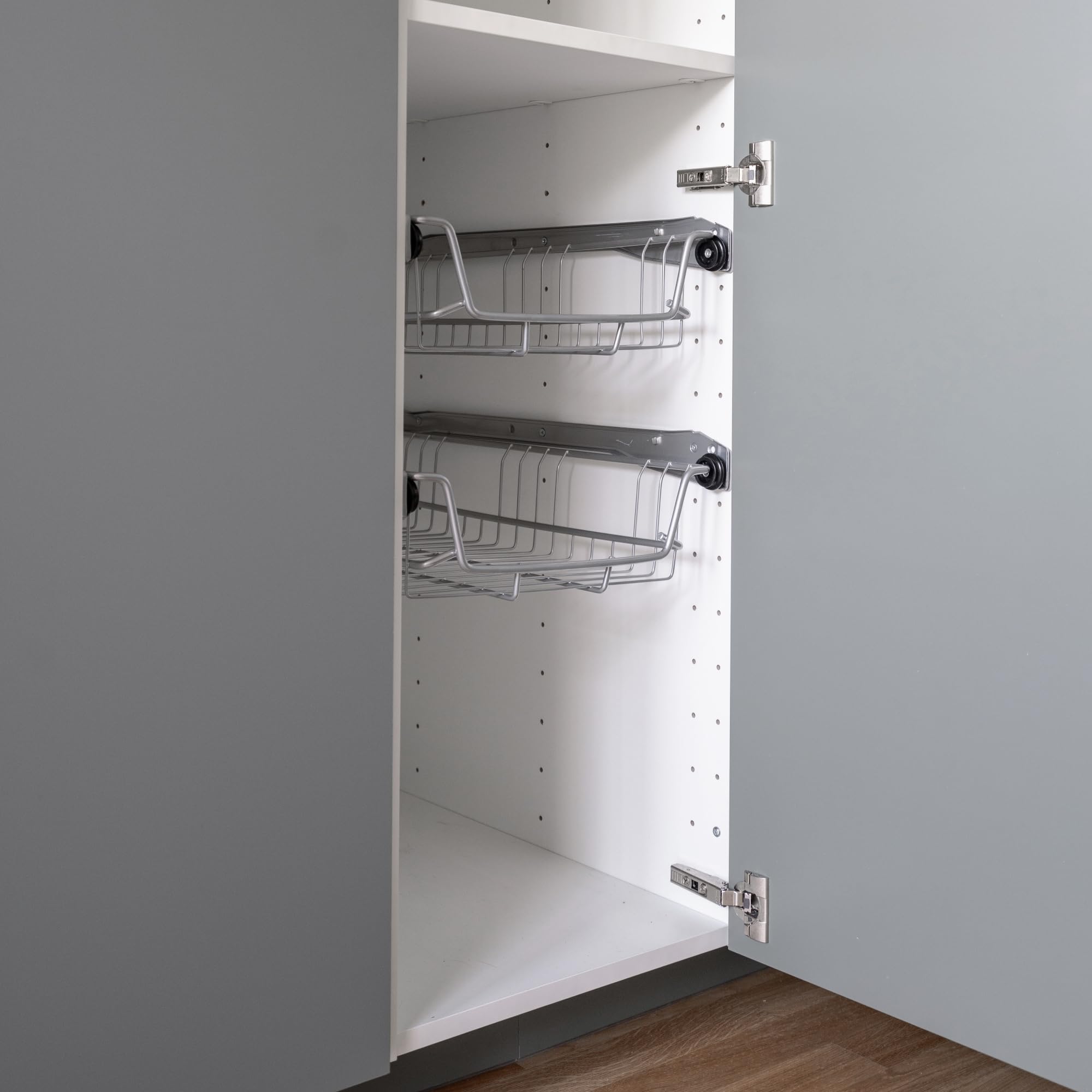 Arebos Cajón telescópico: para armarios de 30, 40, 50 o 60 cm de ancho/cromado/set a elegir: cajón de cocina, cesta extraíble, armario extraíble, separadores para cajones de armarios de cocina/40 cm